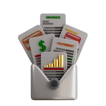 3 D Email Containing Invoice Earning Icon 3D Icon