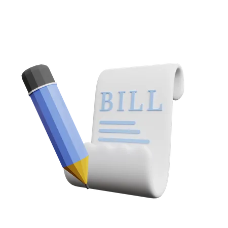 3 D Illustration Of Payment Concept Icon Bill And Pencil 3D Illustration
