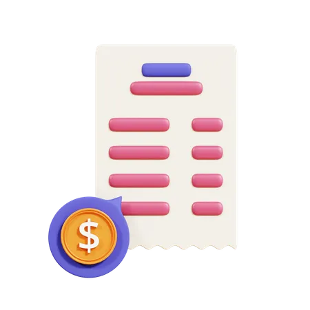 Invoice Receipt  3D Icon