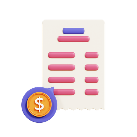 Invoice Receipt  3D Icon