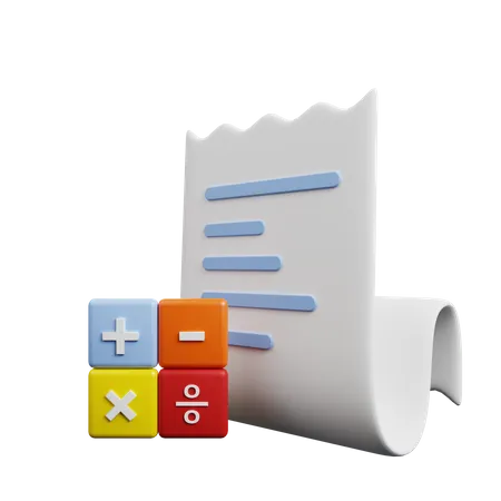 3 D Illustration Of Payment Concept Icon Paper List With Calculation Icon 3D Illustration