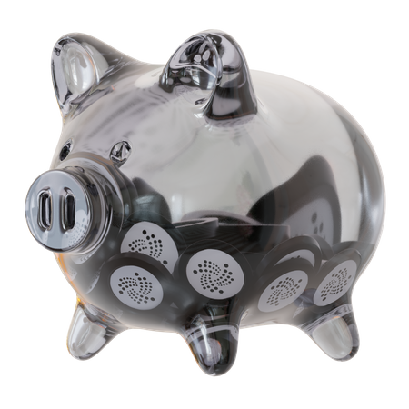 IOTA (MIOTA) Clear Glass Piggy Bank  3D Icon