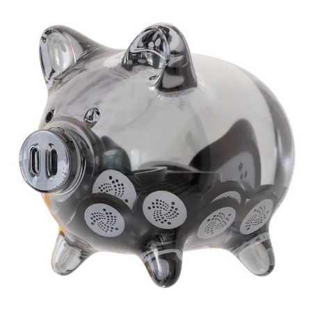 IOTA (MIOTA) Clear Glass Piggy Bank 3D Icon