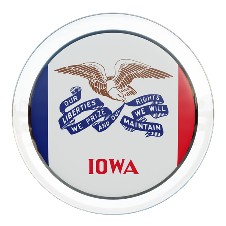 Iowa Flag Glass  3D Illustration