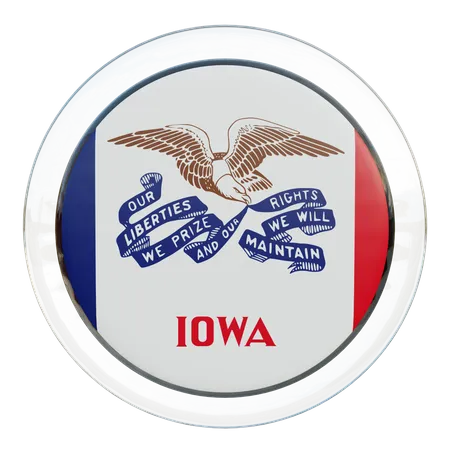 Iowa Flag Glass  3D Illustration