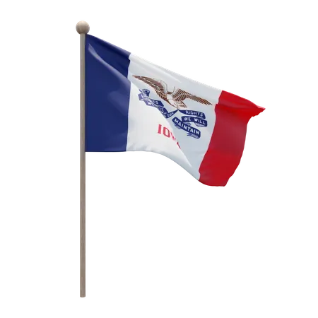 Iowa Flag Pole  3D Illustration