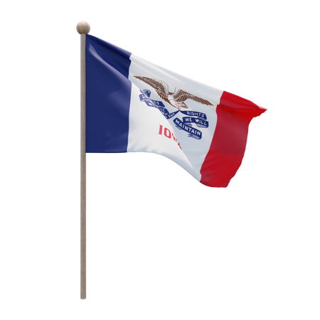 Iowa Flagpole  3D Flag