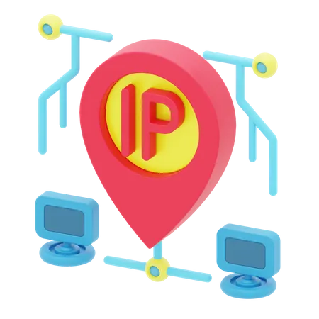 IP Address 3 D Icon Represented With Computer And Location Pin 3D Icon