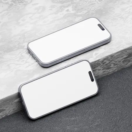 IPhone 15 Pro Max on Marble and Ston  3D Illustration