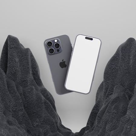 IPhone 15 Pro Max parmi les rochers  3D Illustration