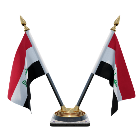 Soporte de bandera de escritorio doble de Irak  3D Flag