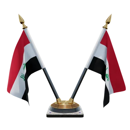 Soporte de bandera de escritorio doble de Irak  3D Flag