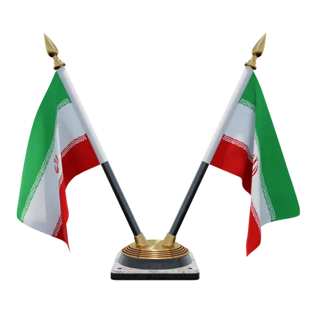 Support de drapeau de bureau double Iran  3D Flag