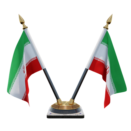 Iran Double (V) Desk Flag Stand  3D Icon