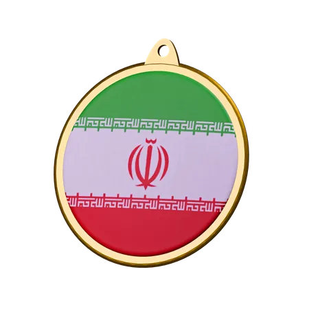 Iran Flag Medal Badge  3D Icon