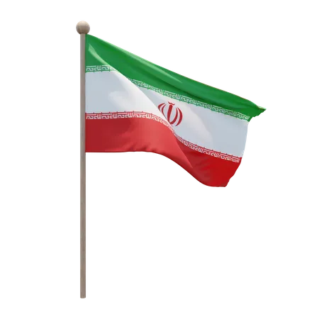Iran Flag Pole  3D Illustration