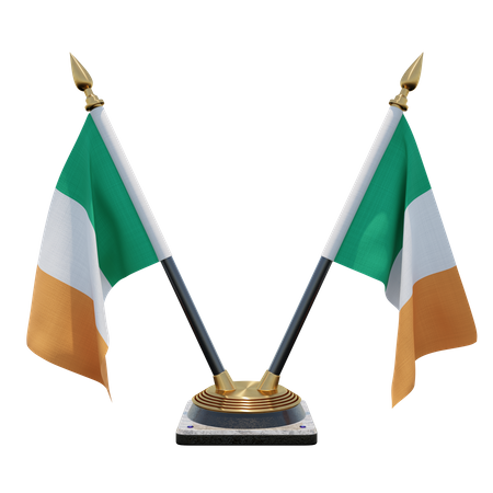 Ireland Double Desk Flag Stand  3D Flag