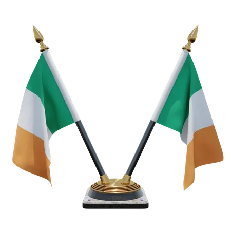 Ireland Double Desk Flag Stand  3D Flag