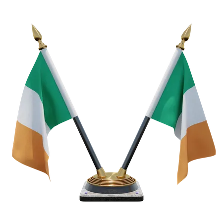 Ireland Double (V) Desk Flag Stand 3D Icon