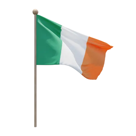 Ireland Flag Pole 3D Illustration