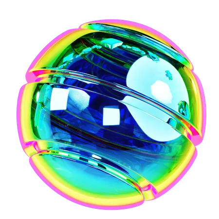 Iridescent Ball Abstract Shape  3D Icon