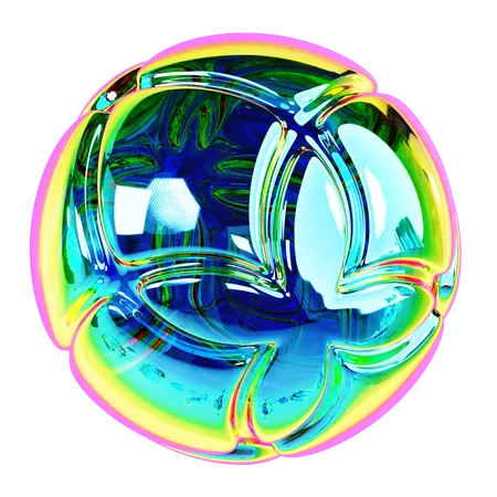 Iridescent Ball Abstract Shape  3D Icon