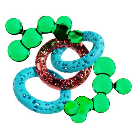 Iridescent Bubbles Abstract Geometric  3D Icon