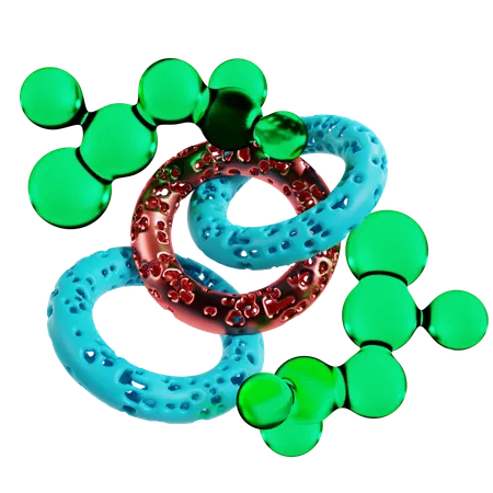 Iridescent Bubbles Abstract Geometric  3D Icon