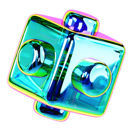 Iridescent Cube Abstract Shape  3D Icon
