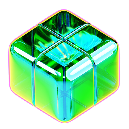 Iridescent Cube Abstract Shape  3D Icon