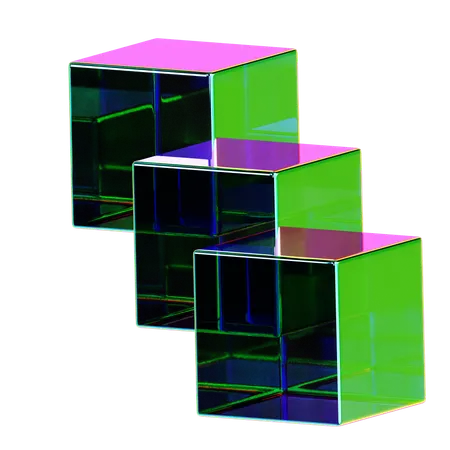 Iridescent Cube Abstract Shape  3D Icon