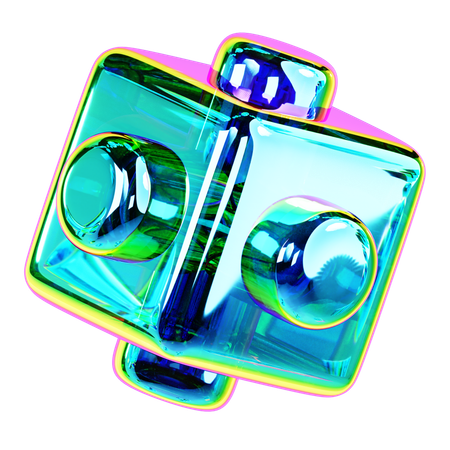 Iridescent Cube Abstract Shape  3D Icon