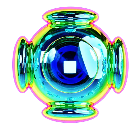 Iridescent Sphere Abstract Shape  3D Icon