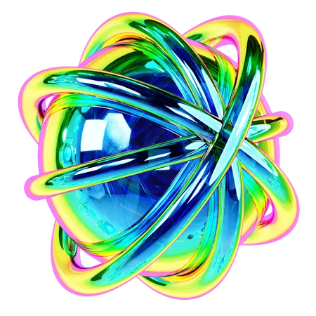 Iridescent Sphere Abstract Shape  3D Icon