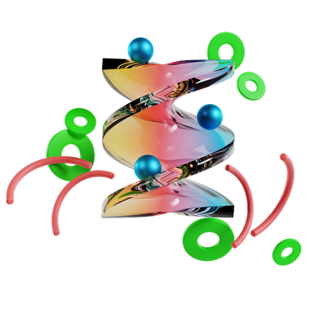 Iridescent Spiral Abstract Geometric  3D Icon