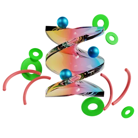Iridescent Spiral Abstract Geometric  3D Icon