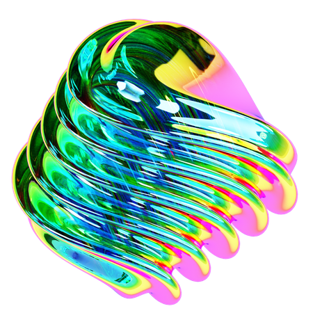 Iridescent Spiral Ball Abstract Shape  3D Icon