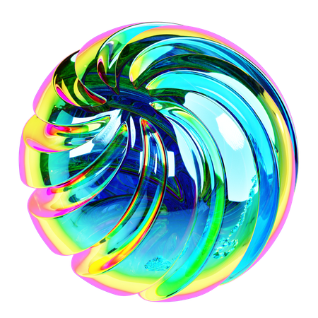 Iridescent Spiral Ball Abstract Shape  3D Icon