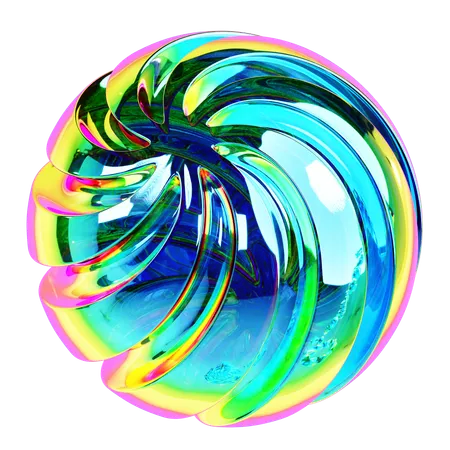 Iridescent Spiral Ball Abstract Shape  3D Icon