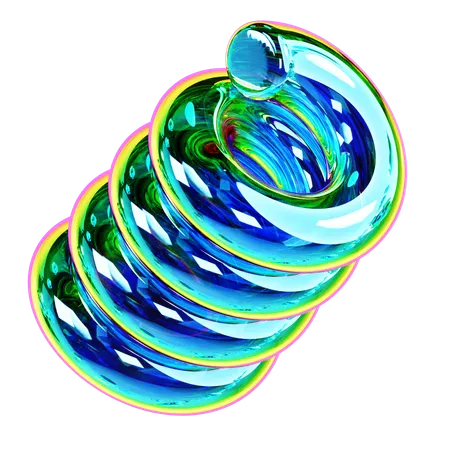 Iridescent Spring Abstract Shape  3D Icon