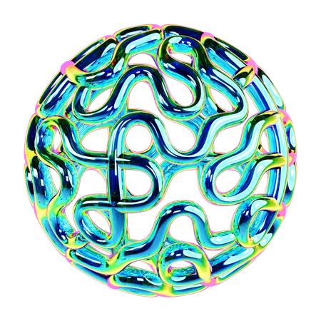 Iridescent Wire Sphere Abstract Shape  3D Icon