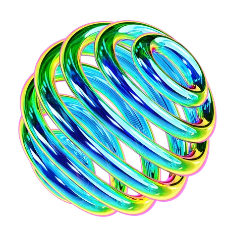 Iridescent Wire Sphere Abstract Shape  3D Icon