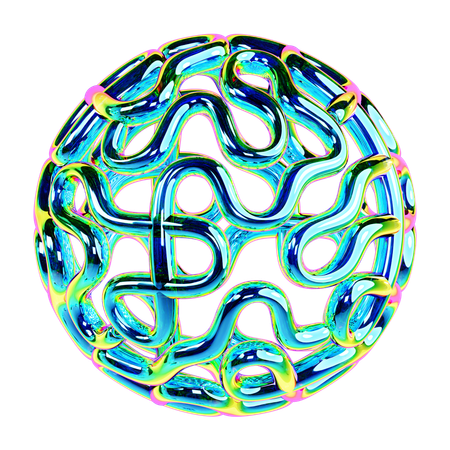 Iridescent Wire Sphere Abstract Shape  3D Icon