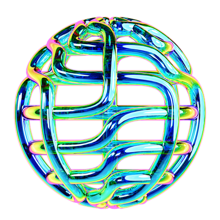 Iridescent Wire Sphere Abstract Shape  3D Icon