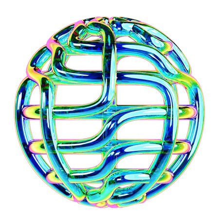 Iridescent Wire Sphere Abstract Shape  3D Icon