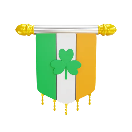 3 D Render Irish Flag With Clover Leaf 3D Icon