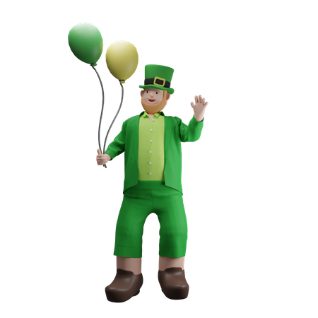 Irish man holding balloons  3D Icon
