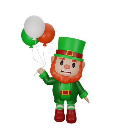 Irish man holding balloons  3D Illustration