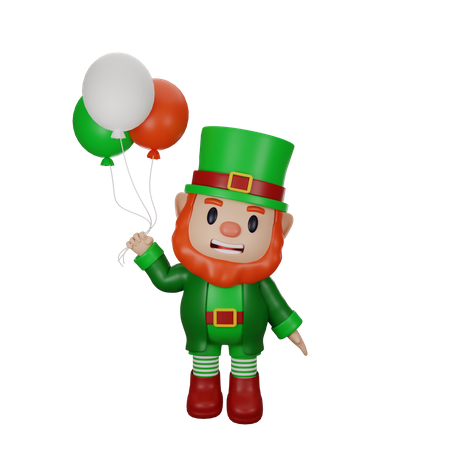 Irish man holding balloons 3D Illustration