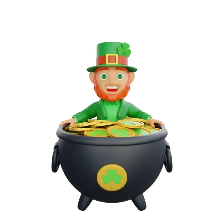 Irish Soldier Collected Clovers  3D Illustration